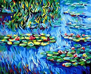 Раскраски по номерам - Синяя река, 40 х 50 см. (Белоснежка, 545-CG)